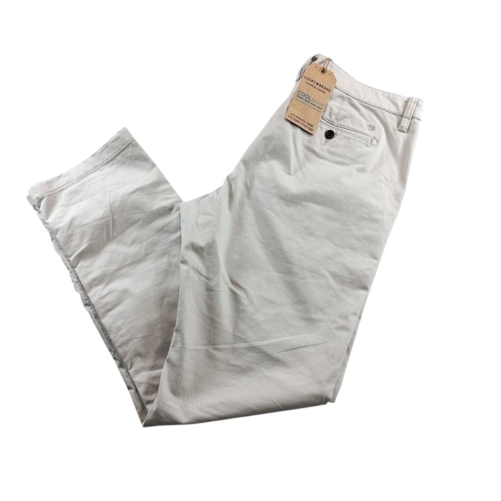 Lucky Brand 410 Athletic Chino Mens 34x32 Moonstruck Beige CoolMax Stretch Pants